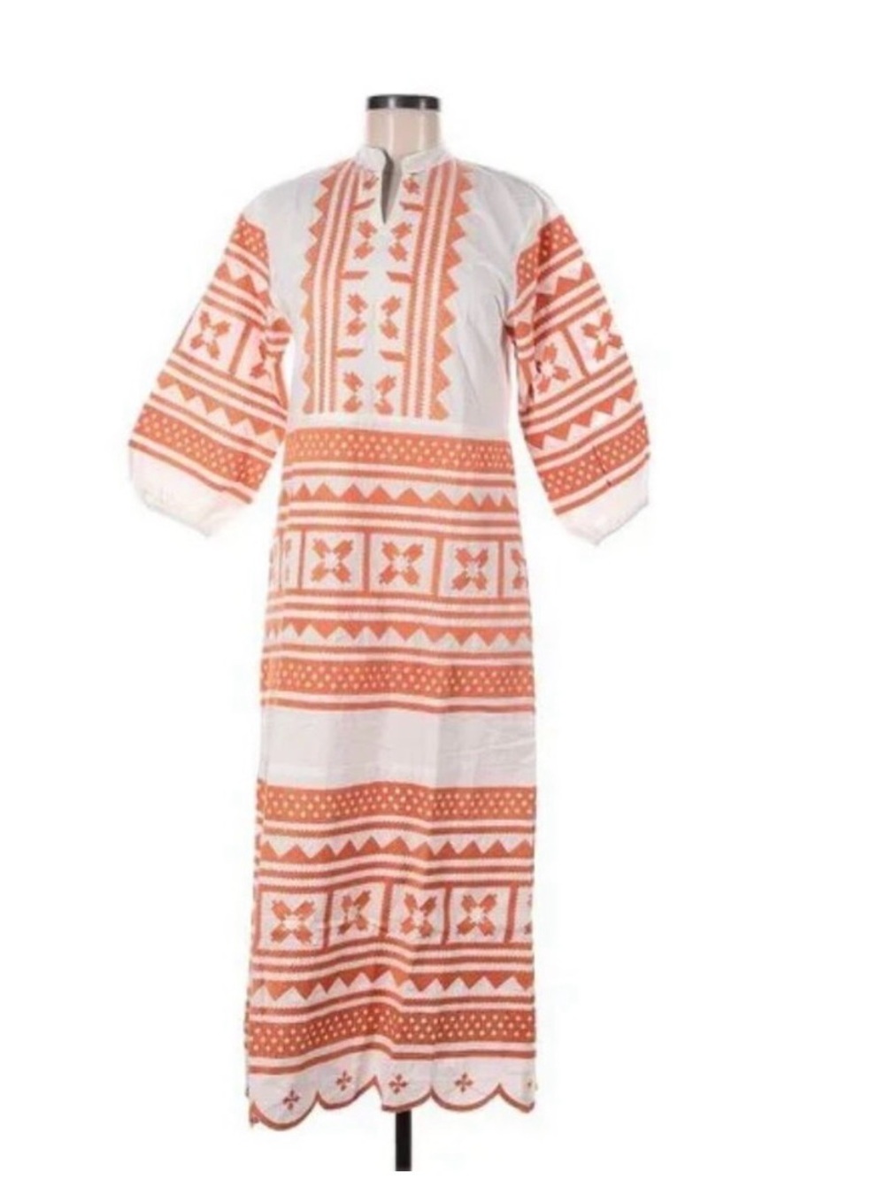 Julia Amory Scalloped Hem Caftan Dress in Orange Small